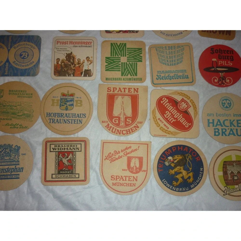 Vintage German Beer Coaster Lot 25pc Heineken Hofbrauhaus Spaten Bar